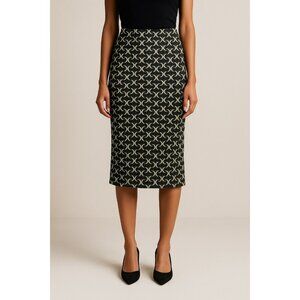 Diane Von Furstenberg Parisian Minimalist Academia Wool Blend Midi Pencil Skirt